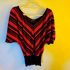 Bebe 70s Retro Cold Shoulder Top
